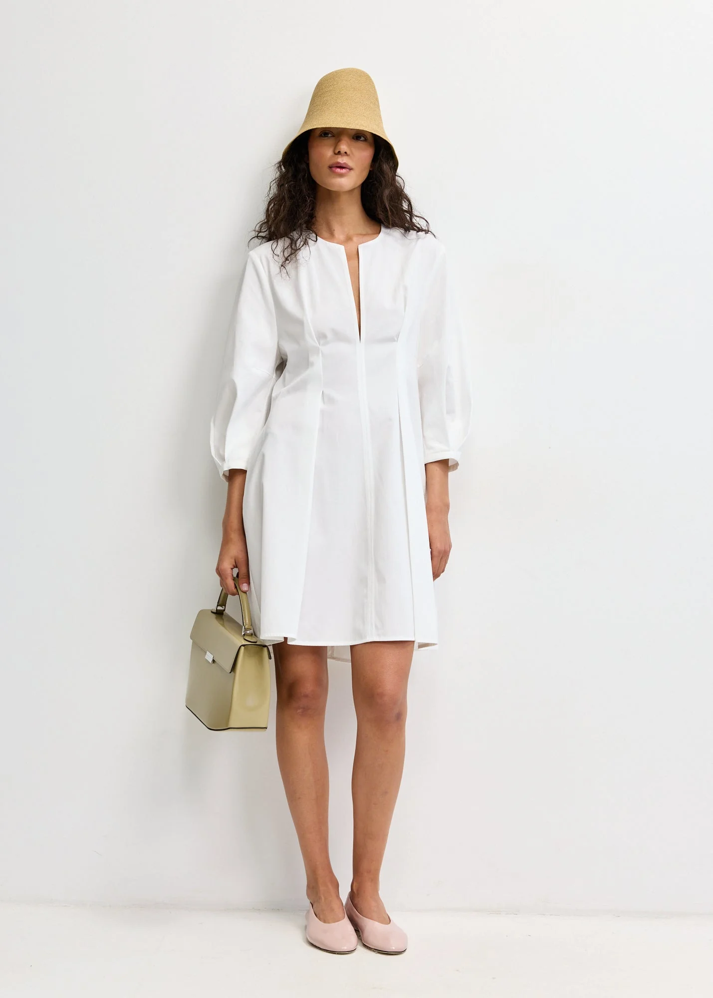 Balloon Sleeve Cotton Dress - Image 2