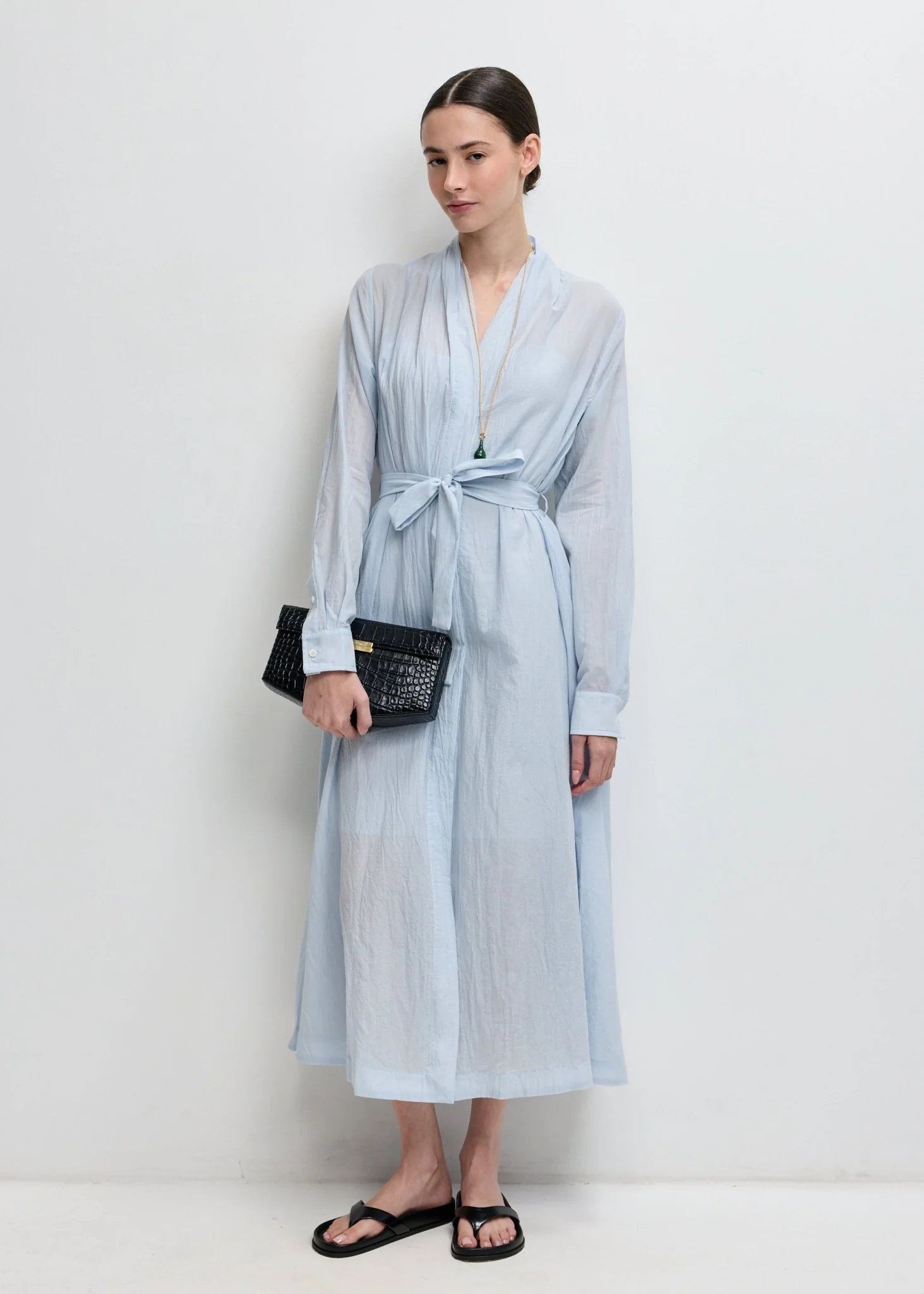 Belted Cotton Voile Dress - Image 2