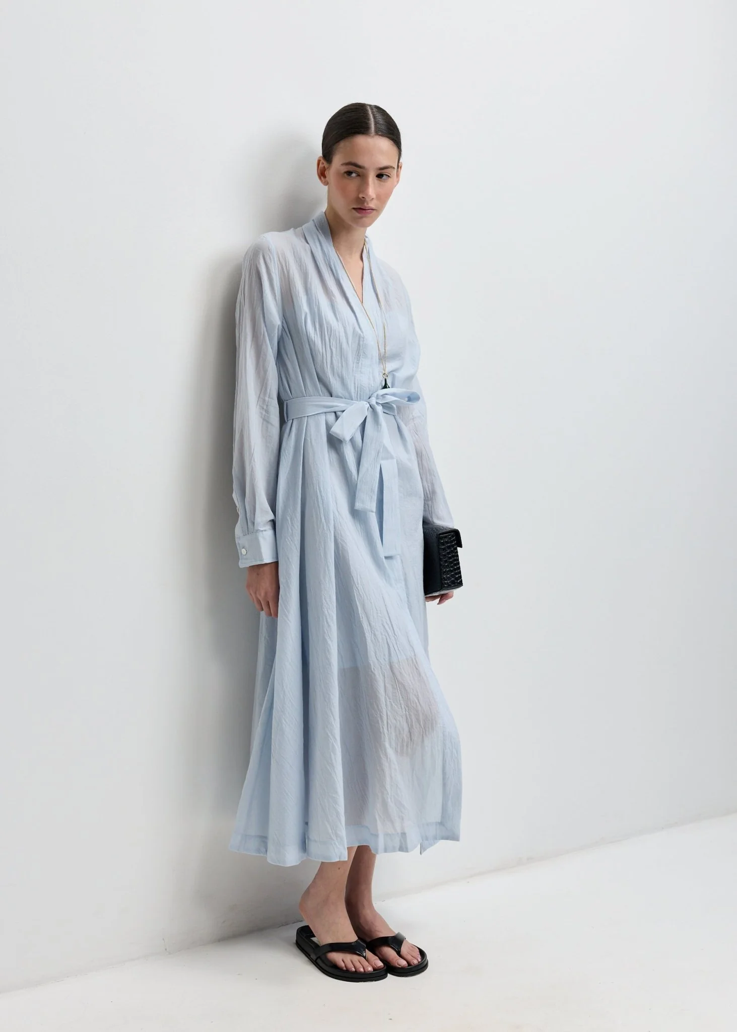 Belted Cotton Voile Dress - Image 3