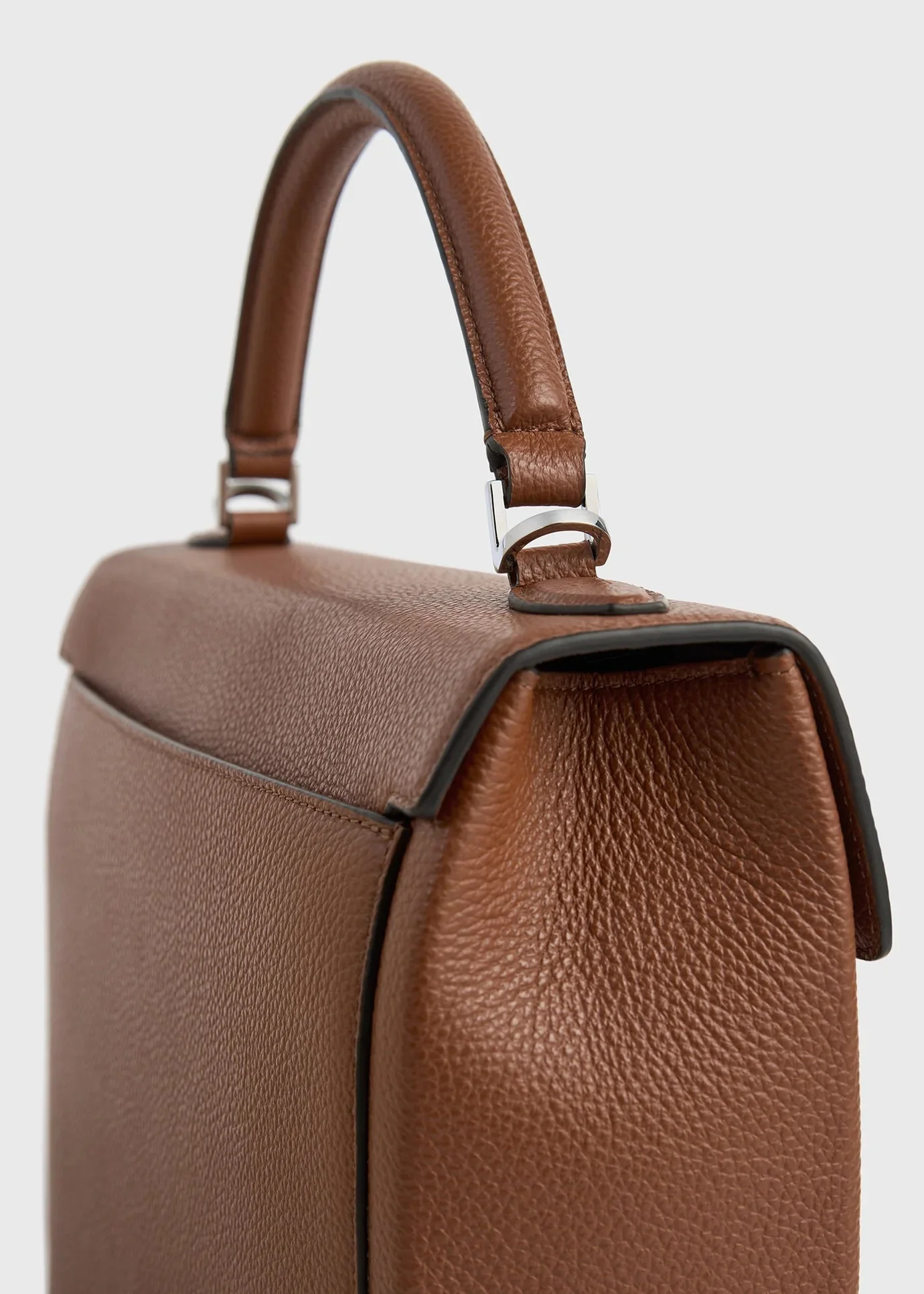Clip Grained-Leather Top Handle - Image 3