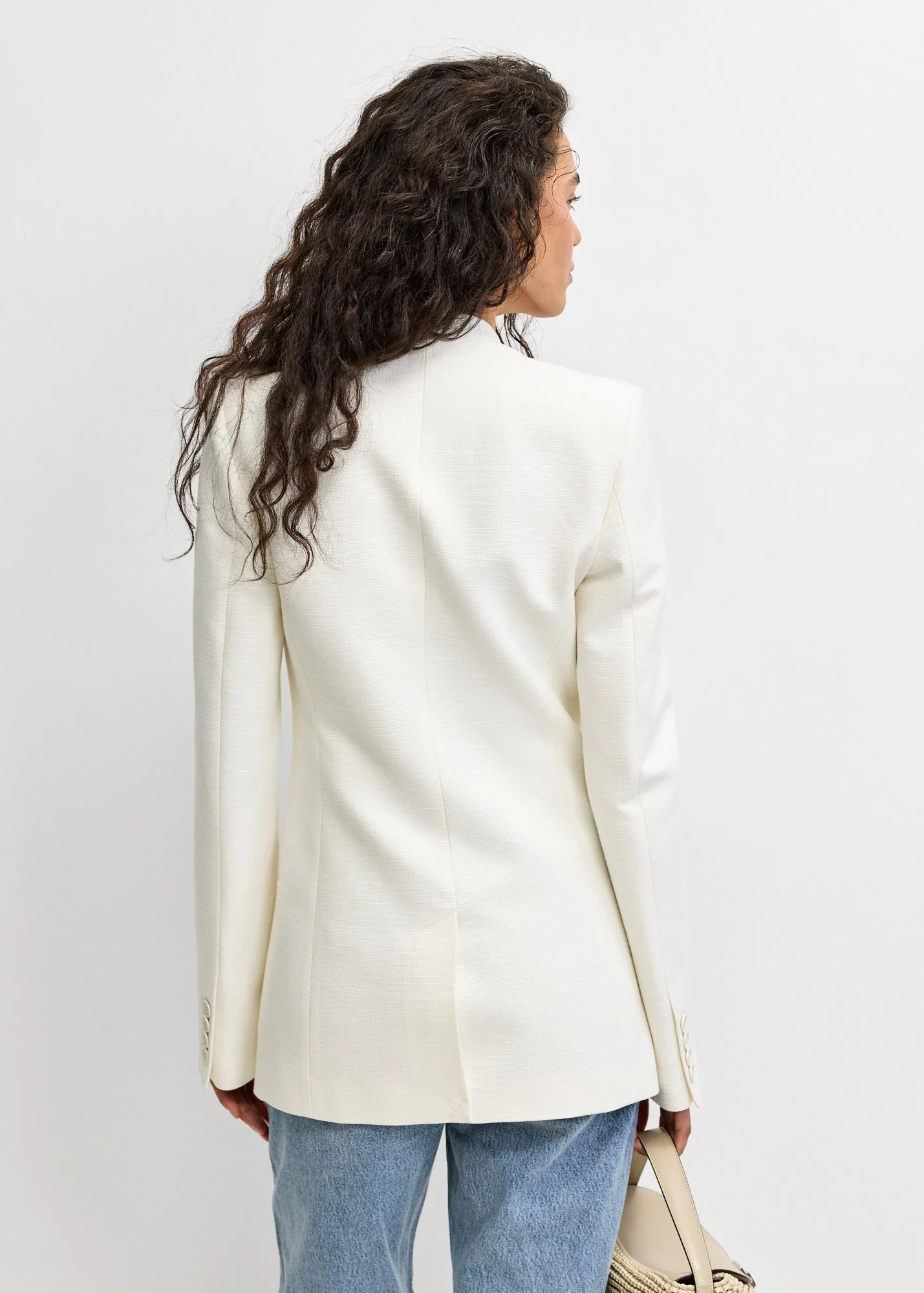 Collarless Basketweave Blazer - Image 5