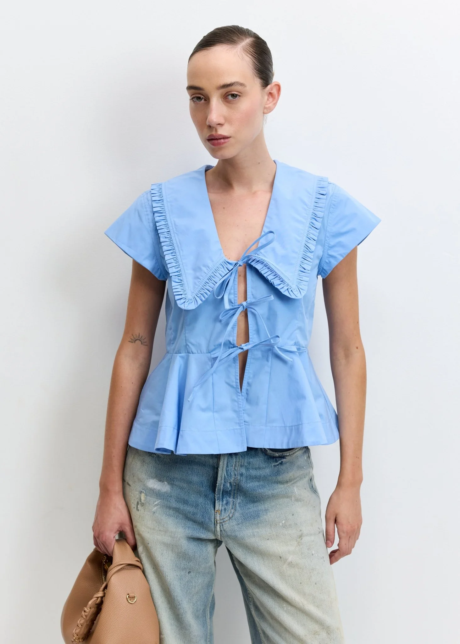 Compact Poplin Collar Blouse - Image 3