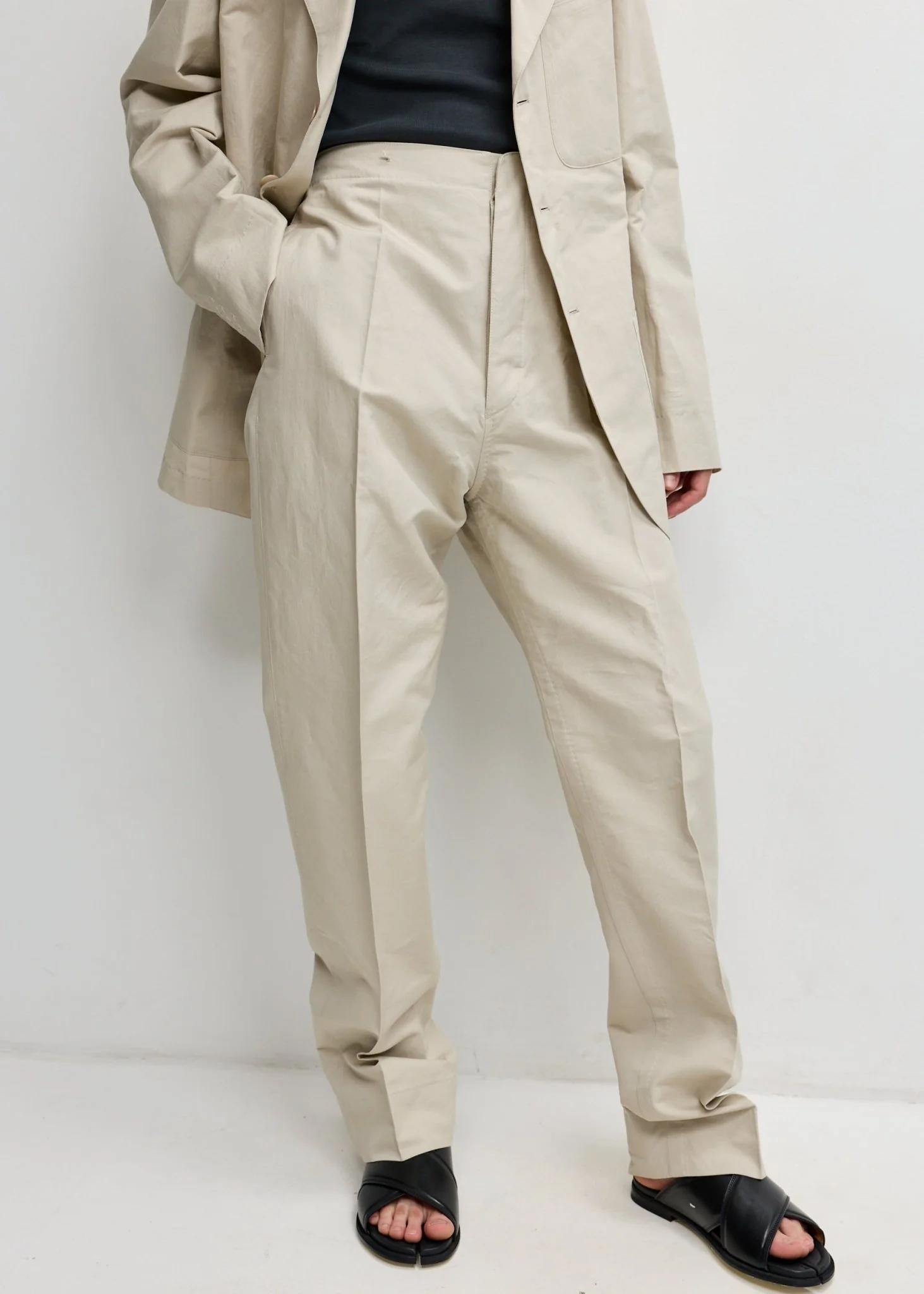 Creased Cotton Silk Trousers - Image 3