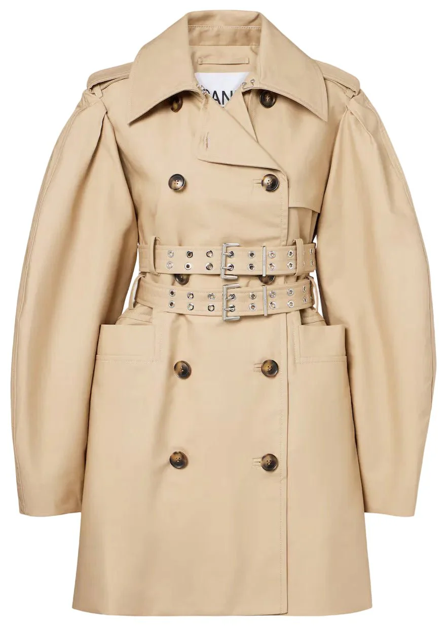 Double Cotton Peplum Trench