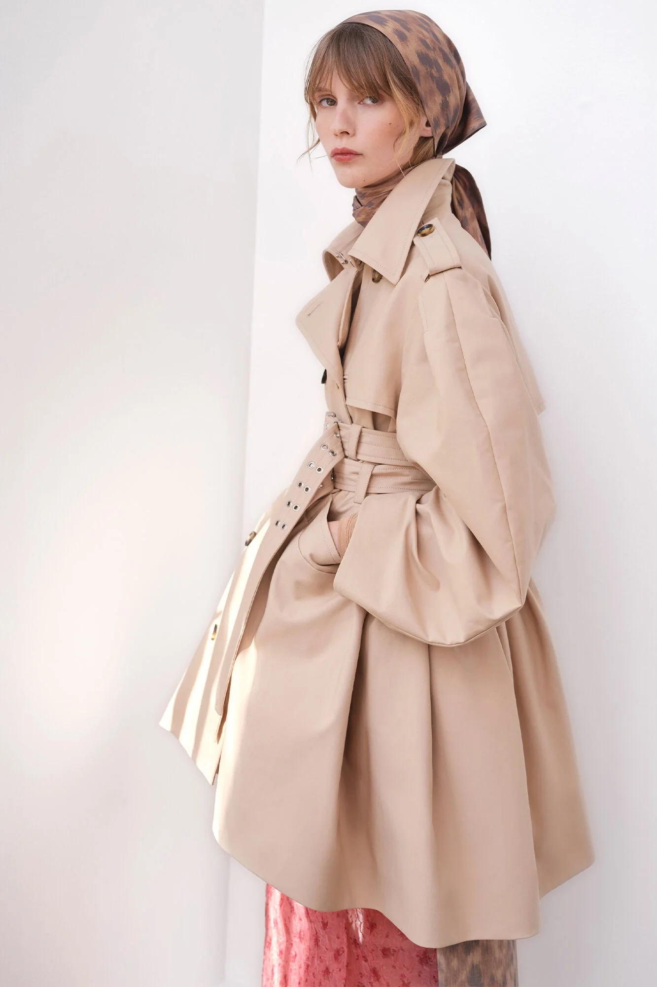 Double Cotton Peplum Trench - Image 2