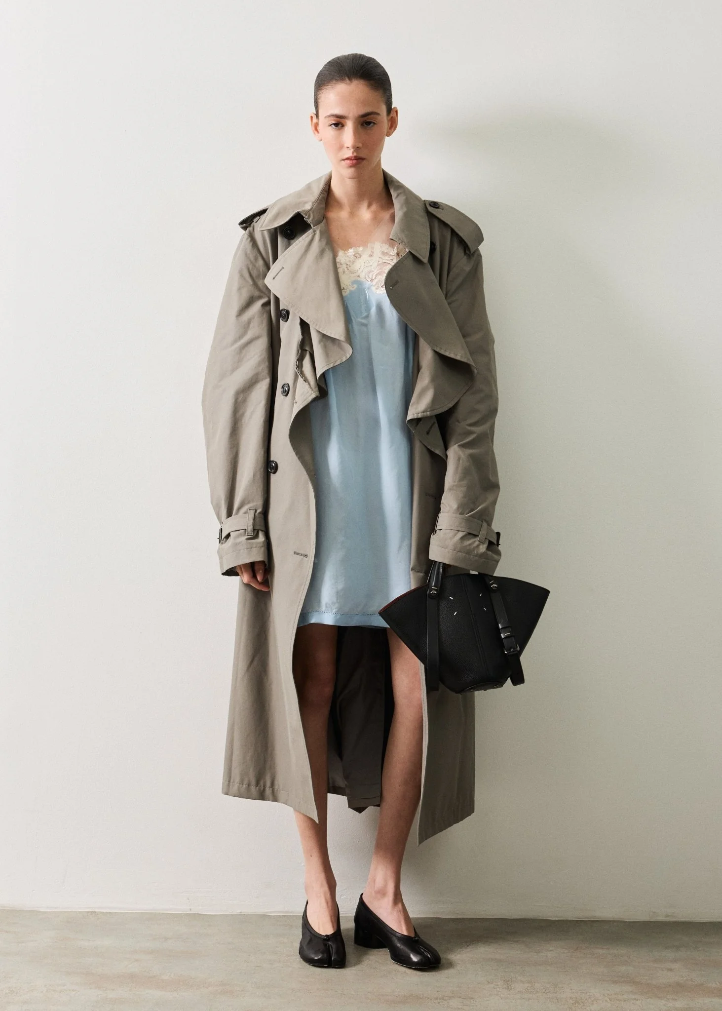 Folded Collar Trench Coat - Image 2