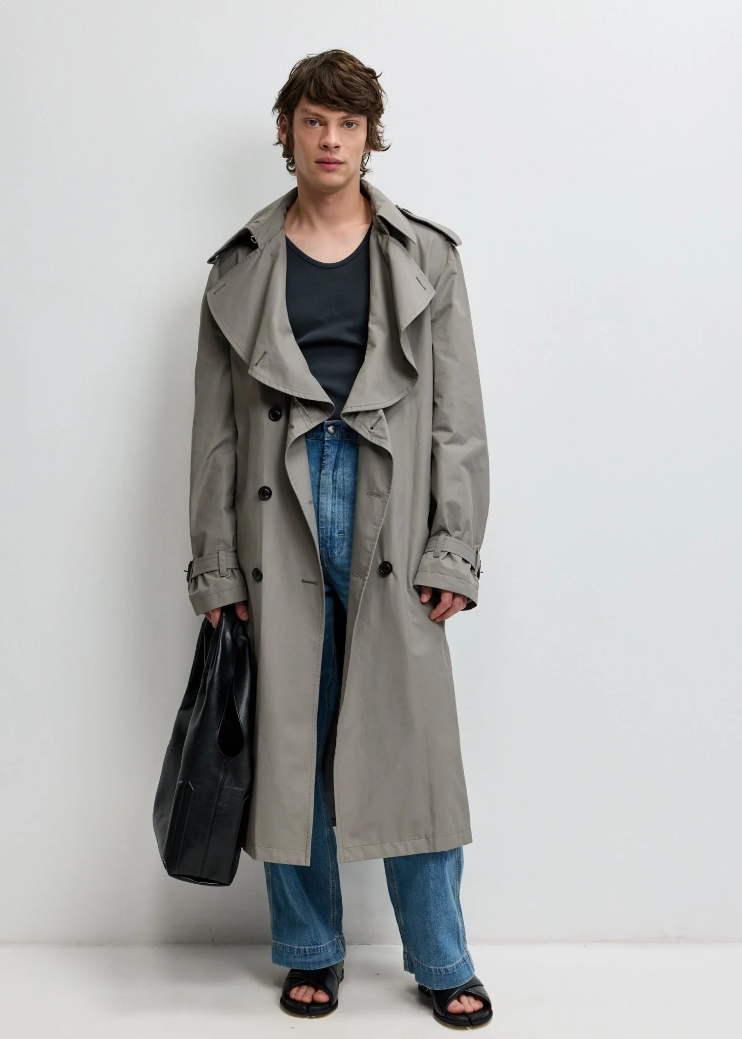 Folded Collar Trench Coat - Image 3