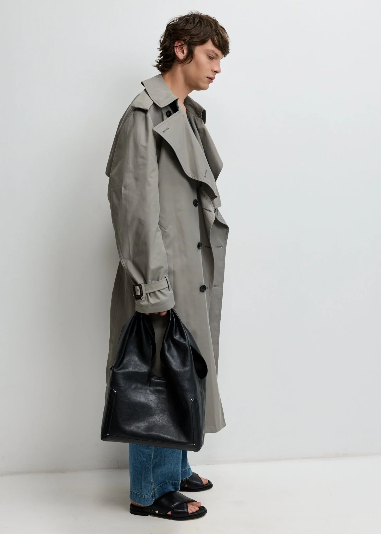 Folded Collar Trench Coat - Image 4