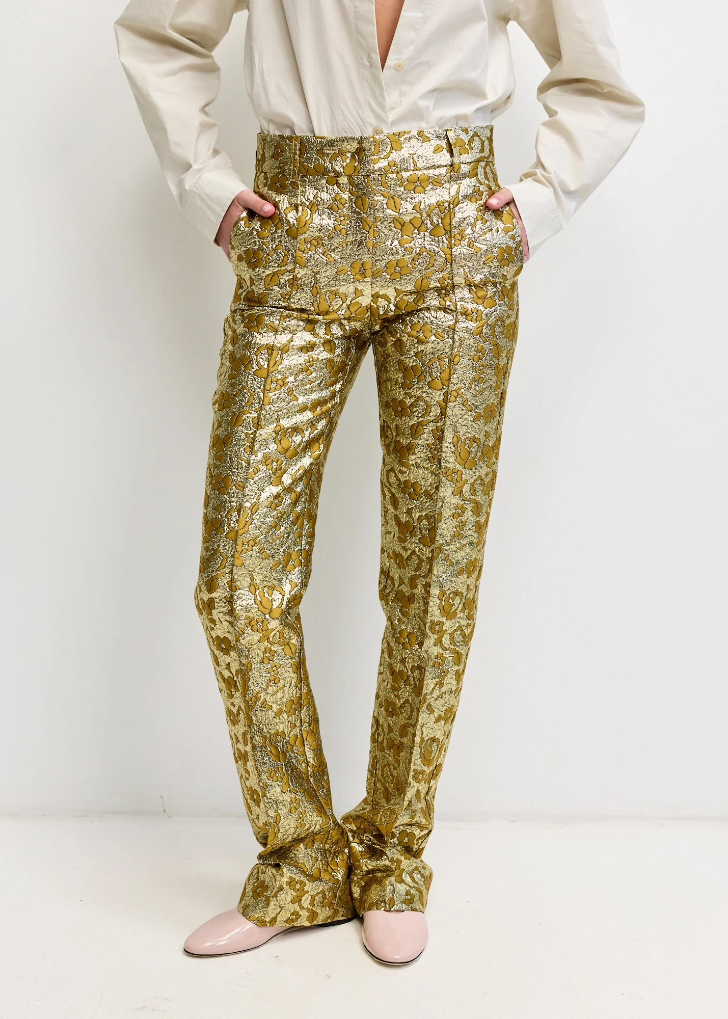 Jacquard Gold Trousers - Image 4