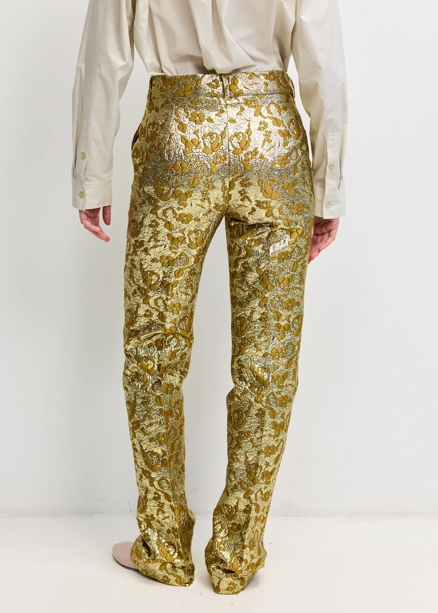 Jacquard Gold Trousers - Image 5