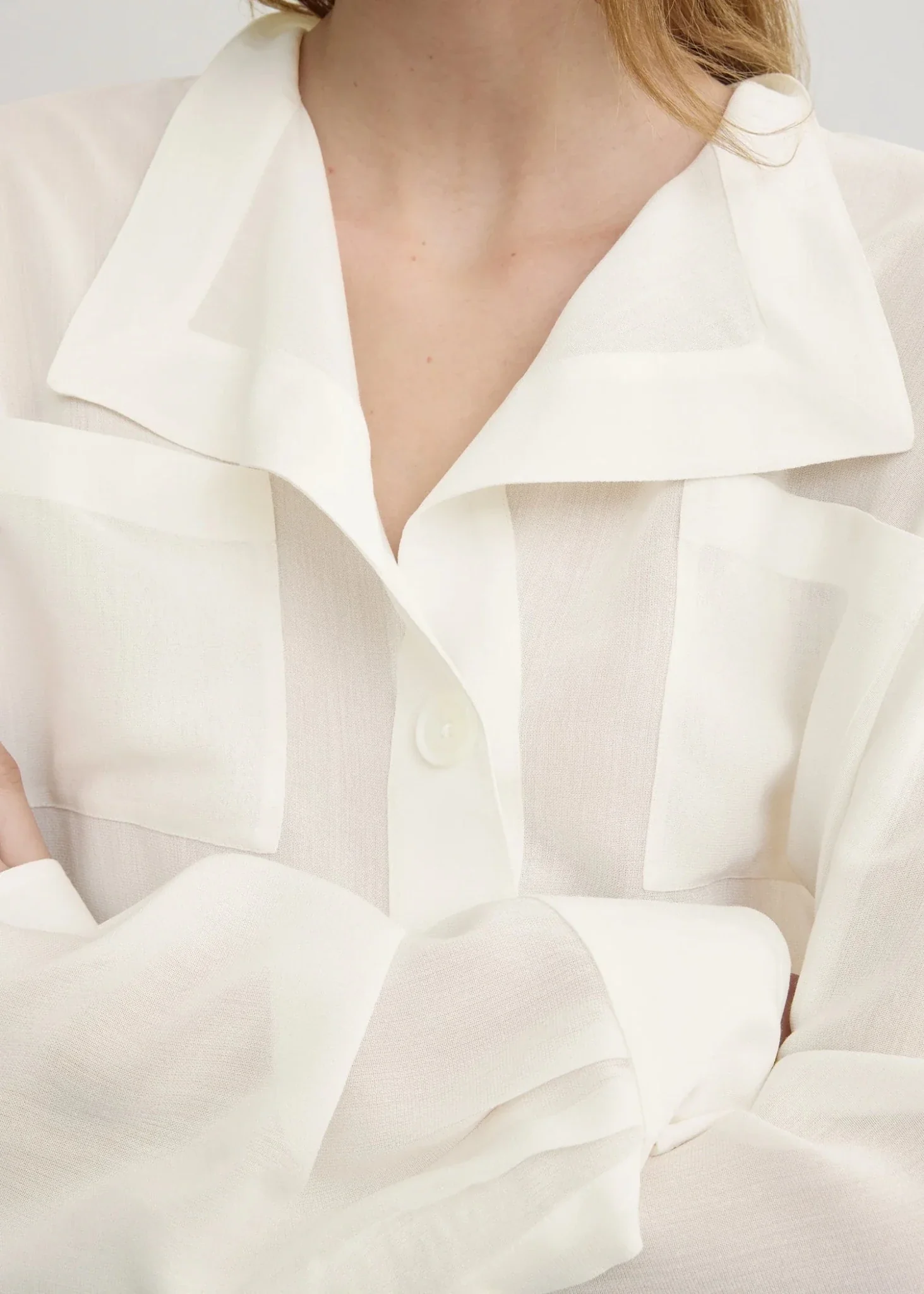 Overlapping Collar Blouse - Image 2