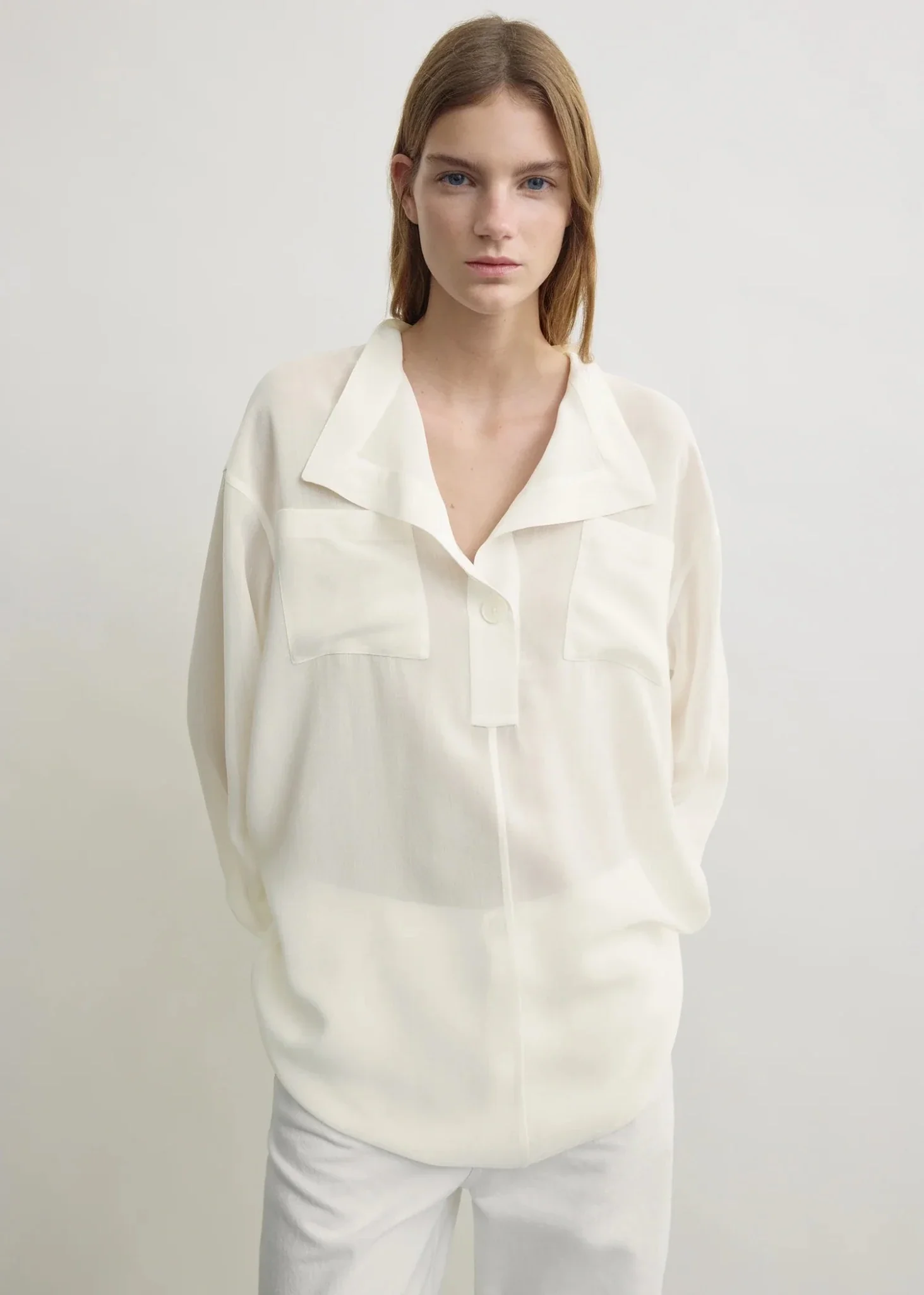 Overlapping Collar Blouse - Image 4