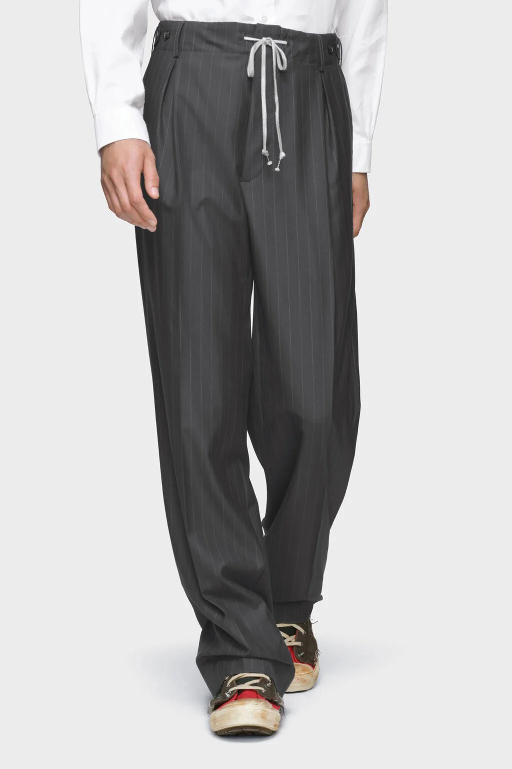 Pinstripe Drawstring Trousers - Image 3