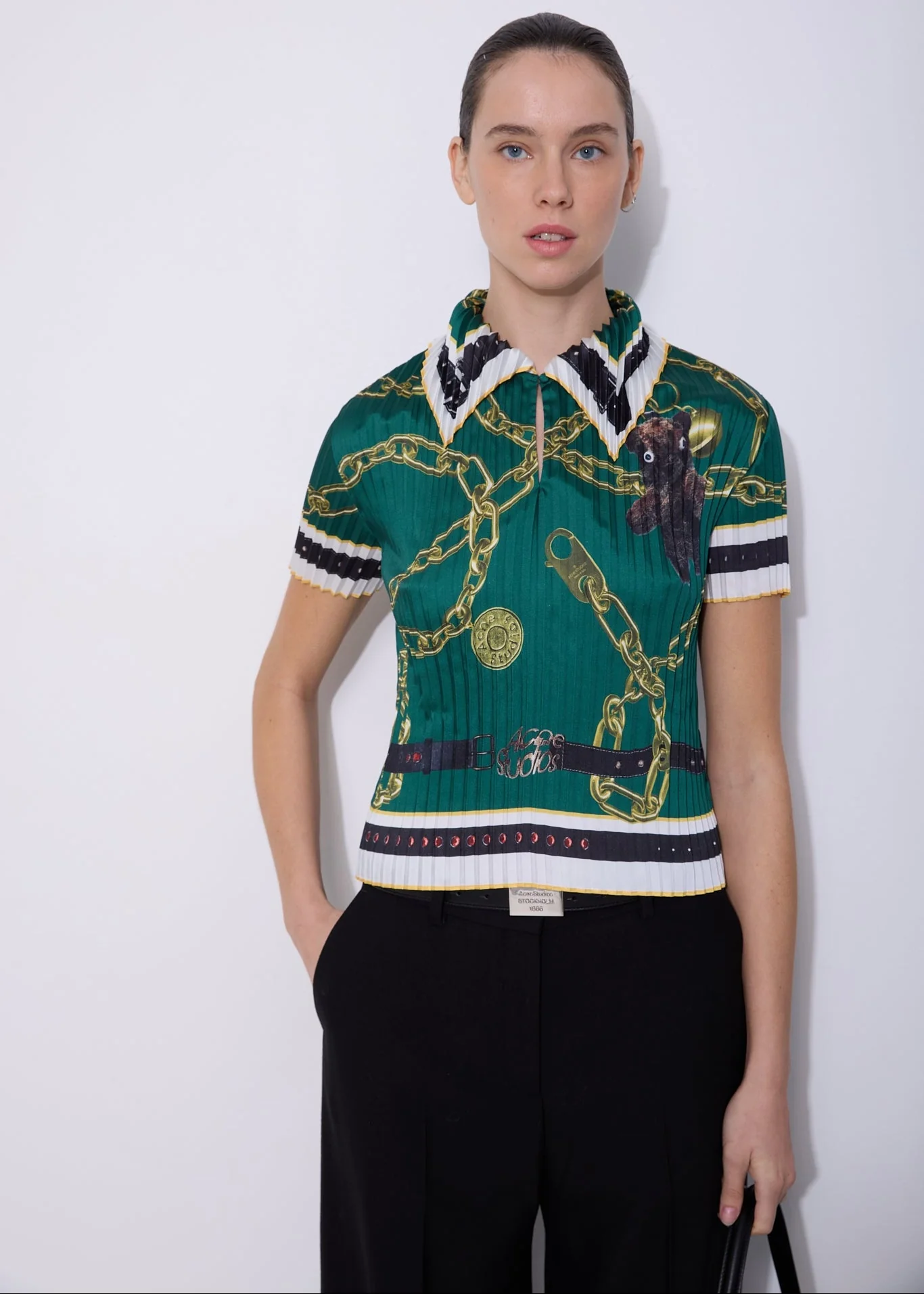 Pleated Printed Blouse - Image 4