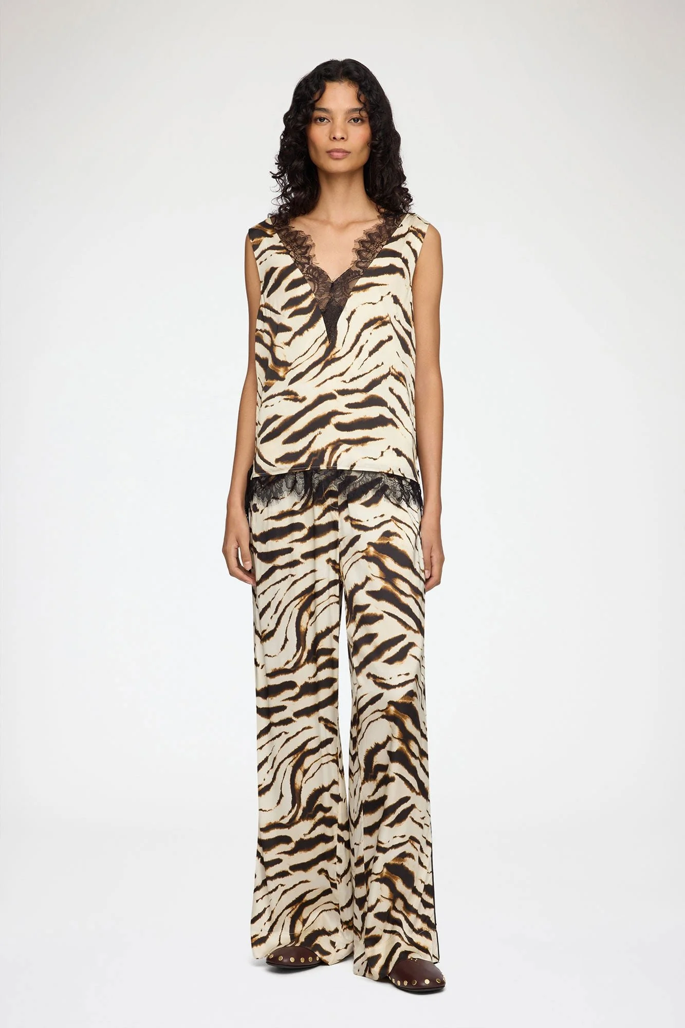 Printed Stretch Satin Pants - Image 3