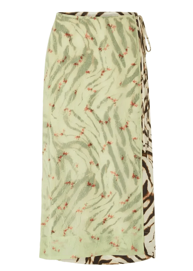 Printed Stretch Satin Skirt