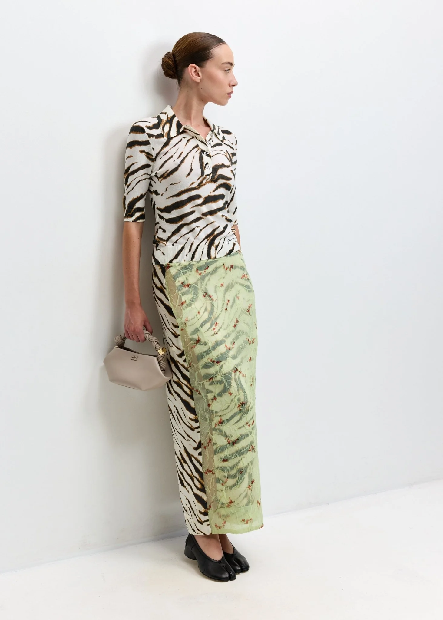 Printed Stretch Satin Skirt - Image 3