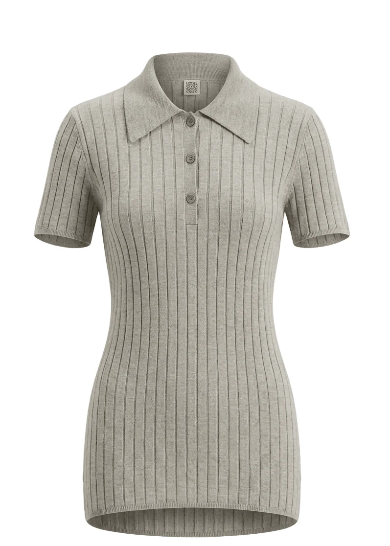 Ribbed Cashmere Silk Polo