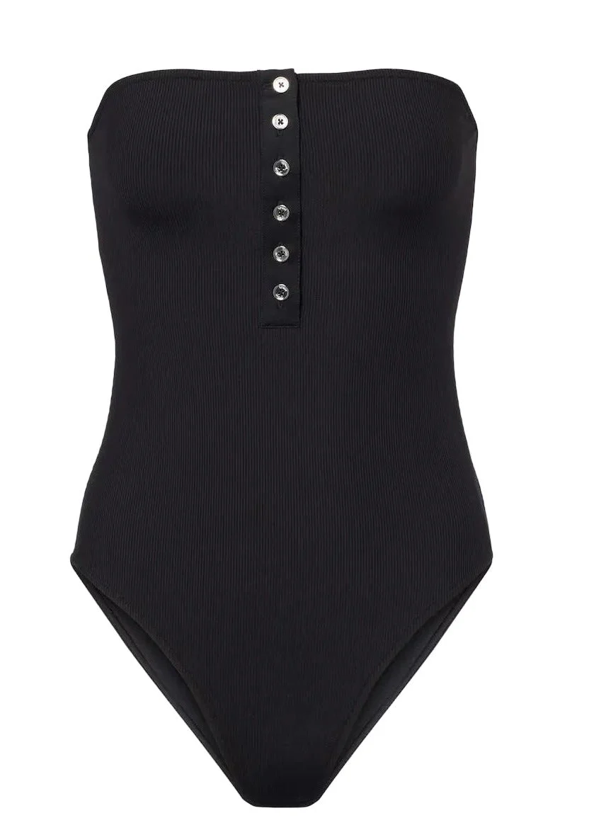 Ribbed Strapless Swimsuit