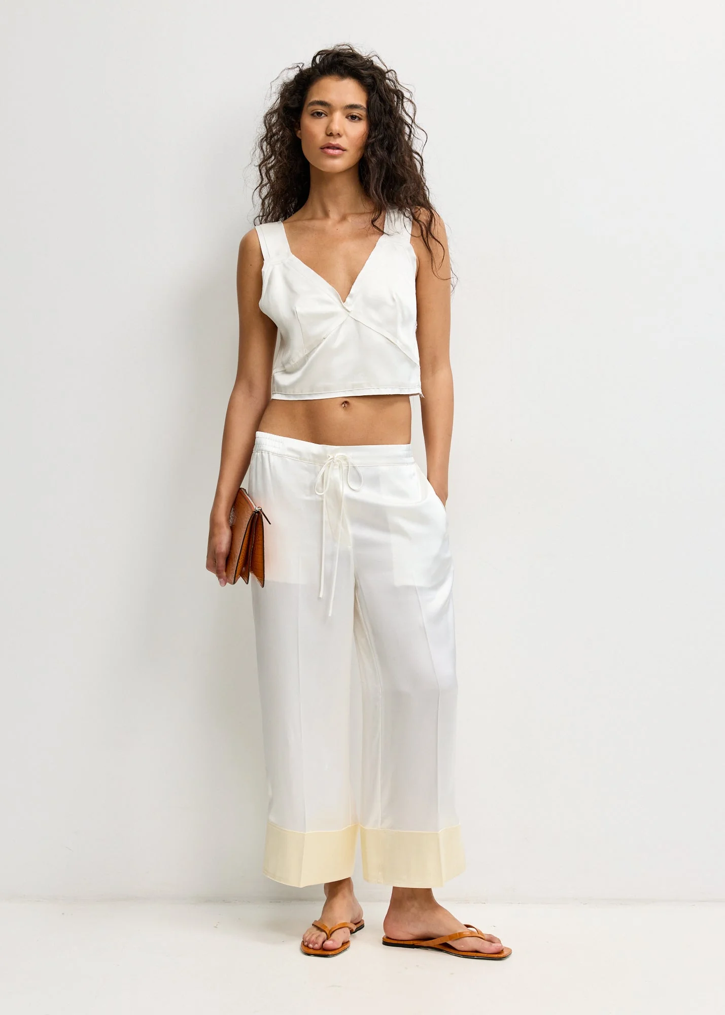 Satin Drawstring Trousers - Image 2