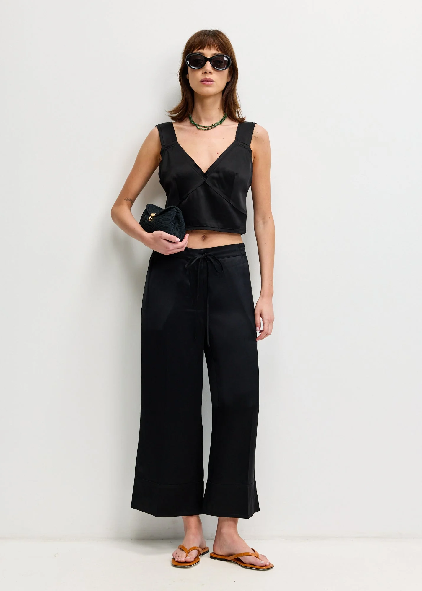 Satin Drawstring Trousers - Image 2