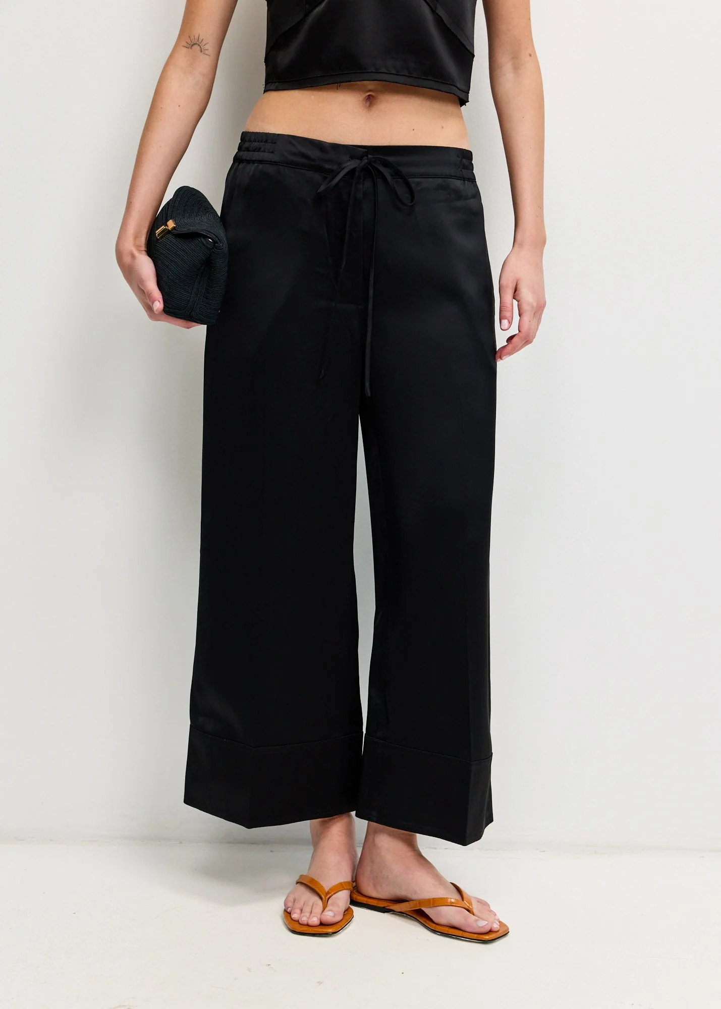 Satin Drawstring Trousers - Image 3