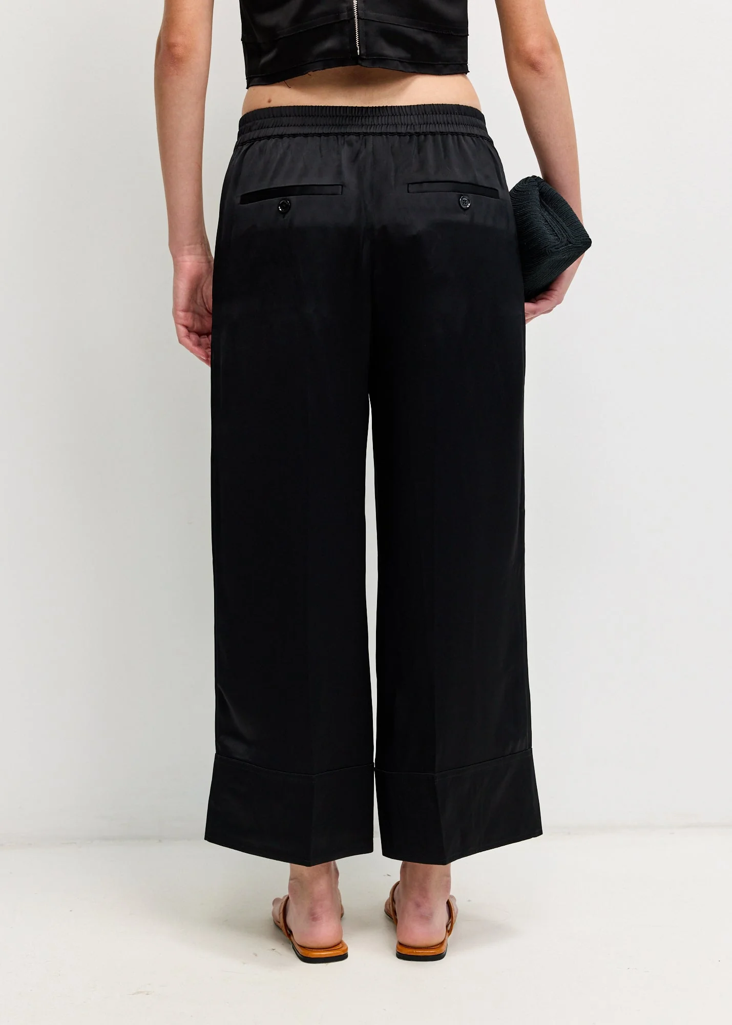 Satin Drawstring Trousers - Image 4