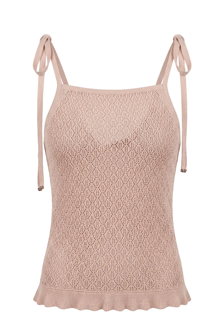 Shiny Viscose Pointelle Top