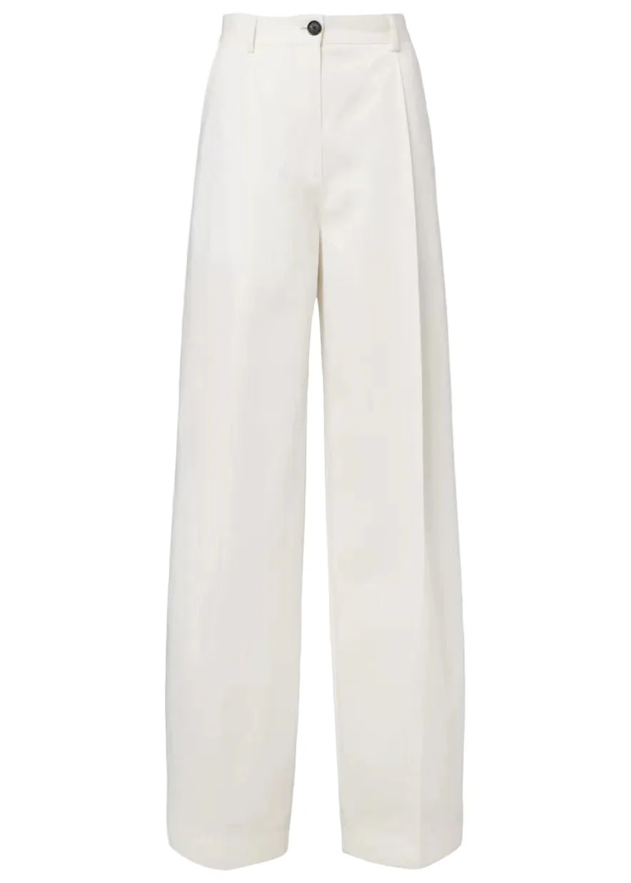 Single pleat cotton trousers