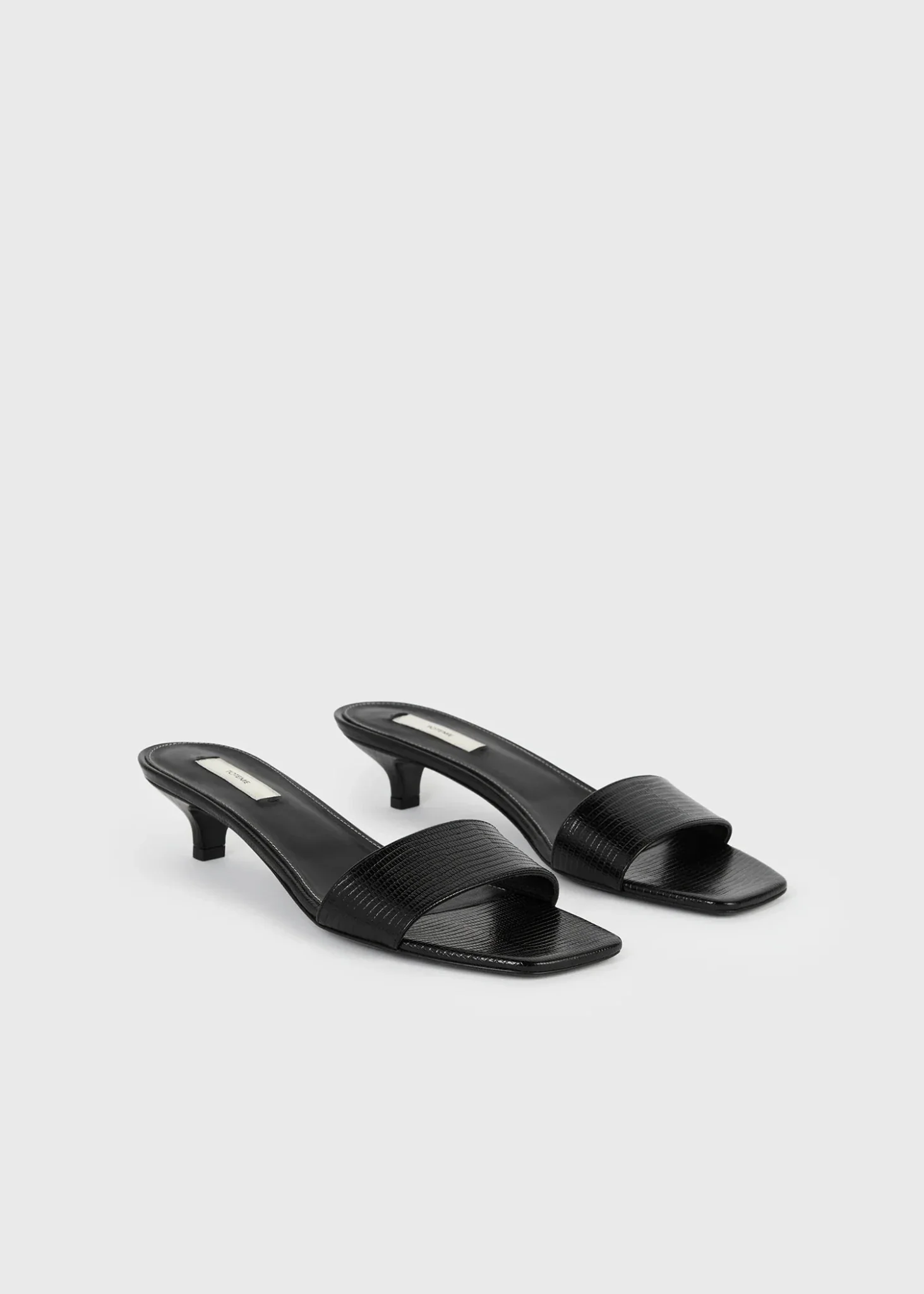 Slim Lizard-Embossed Bandeau Mules - Image 2