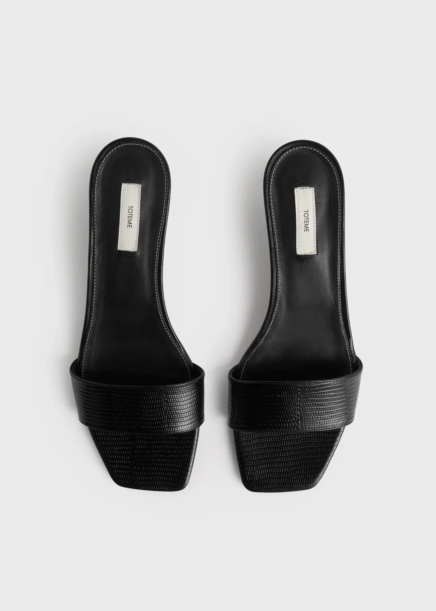 Slim Lizard-Embossed Bandeau Mules - Image 3