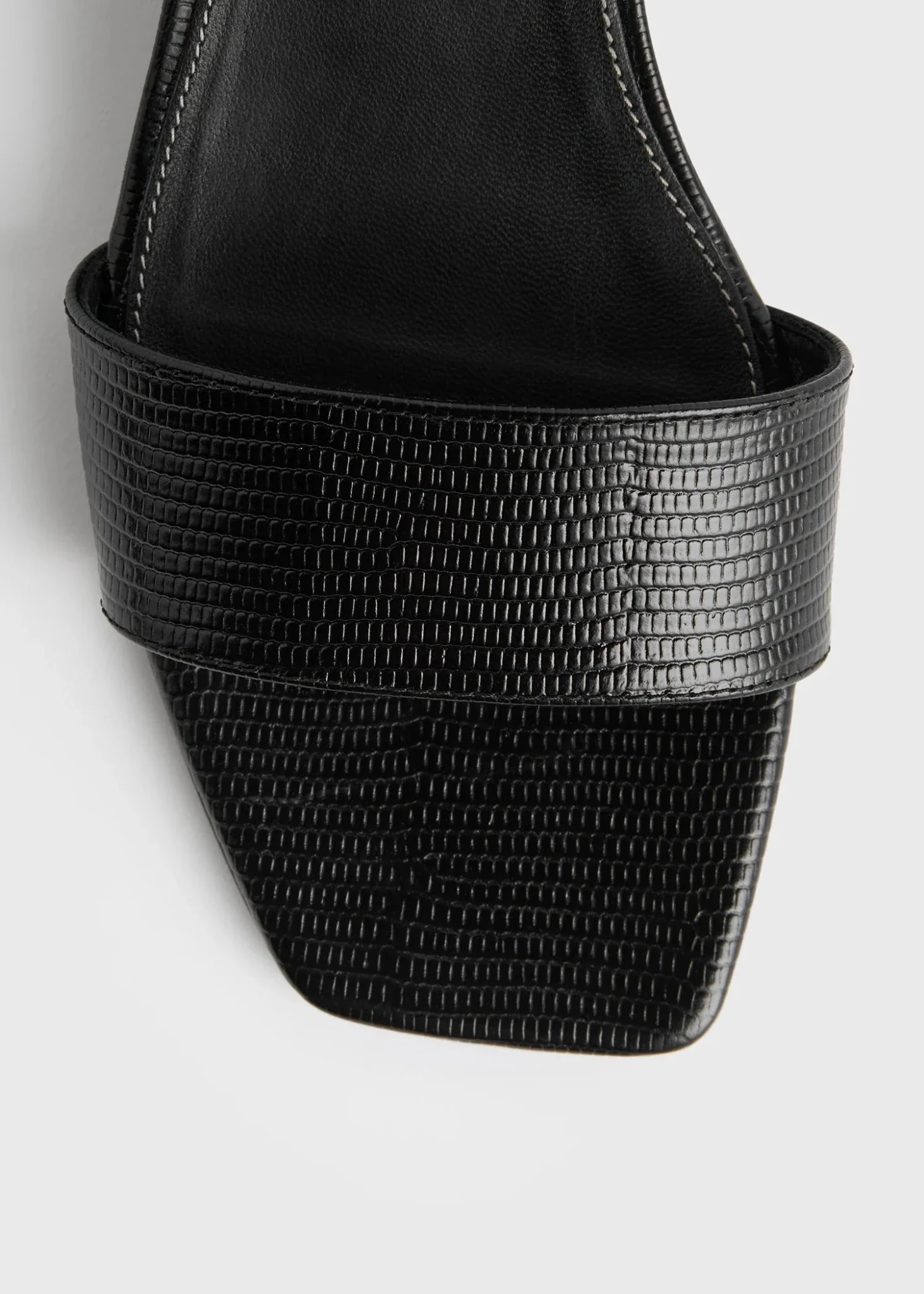 Slim Lizard-Embossed Bandeau Mules - Image 5
