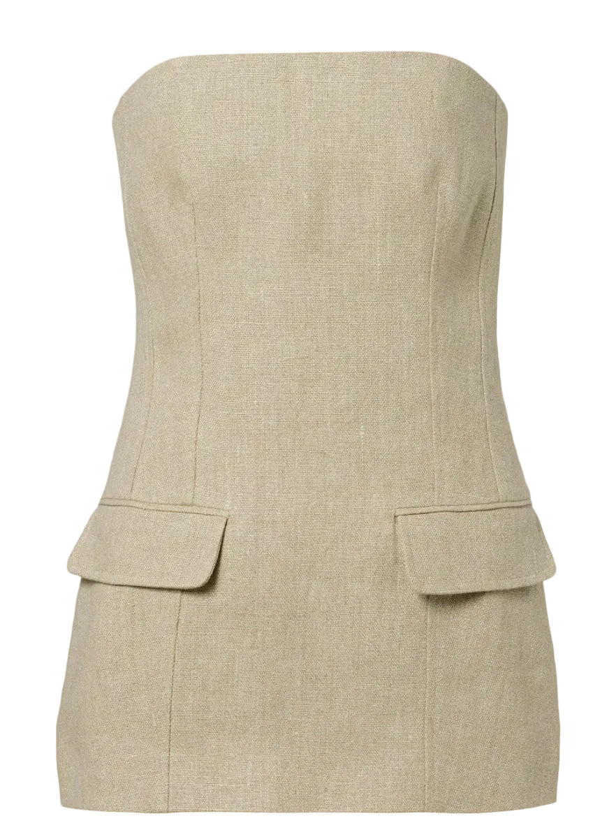 Strapless Linen Pocket Top