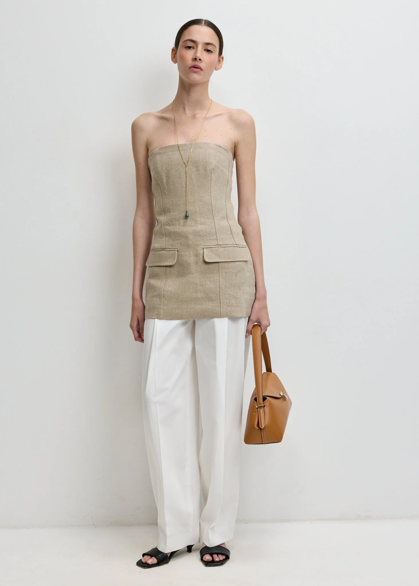 Strapless Linen Pocket Top - Image 2