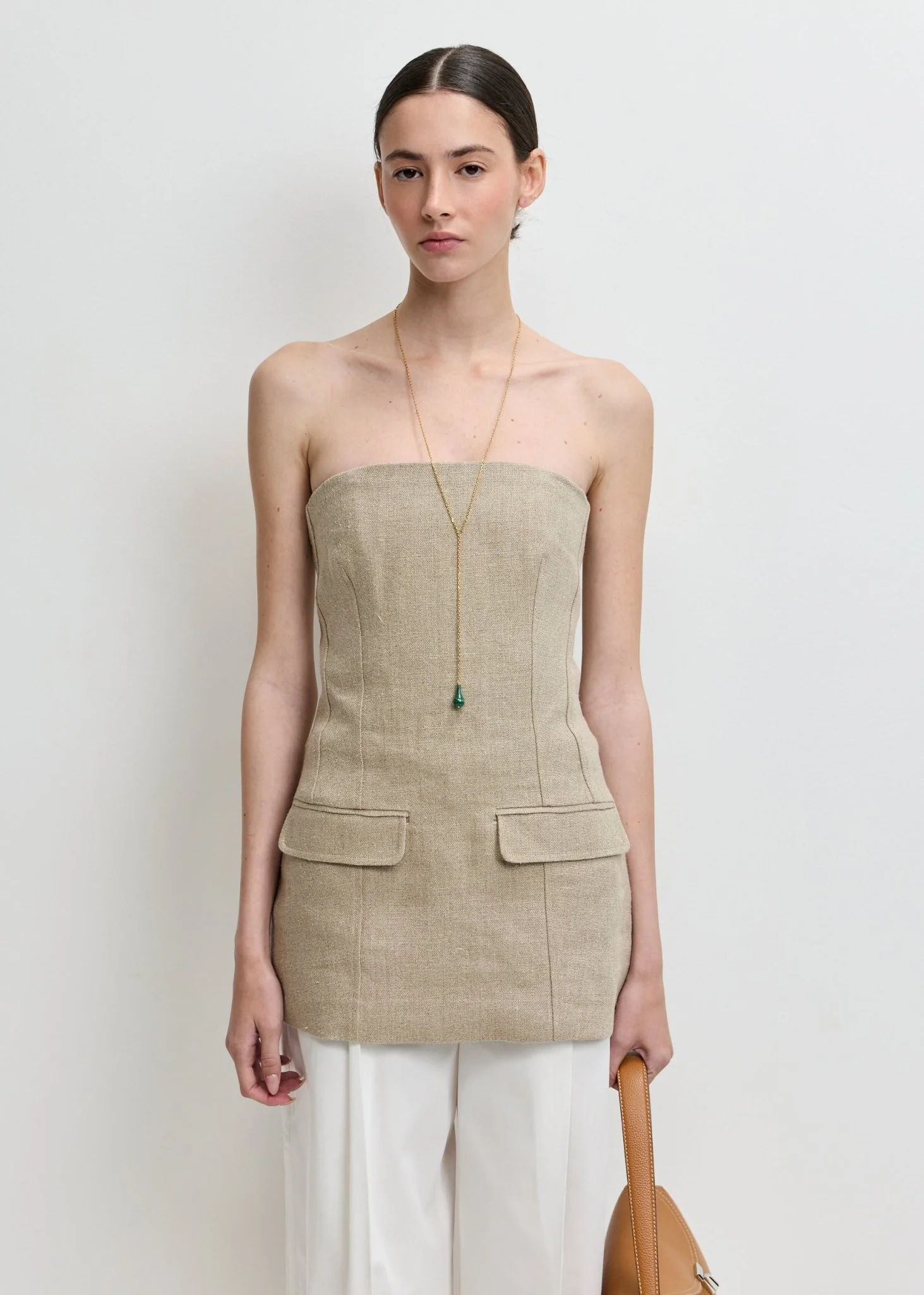 Strapless Linen Pocket Top - Image 3
