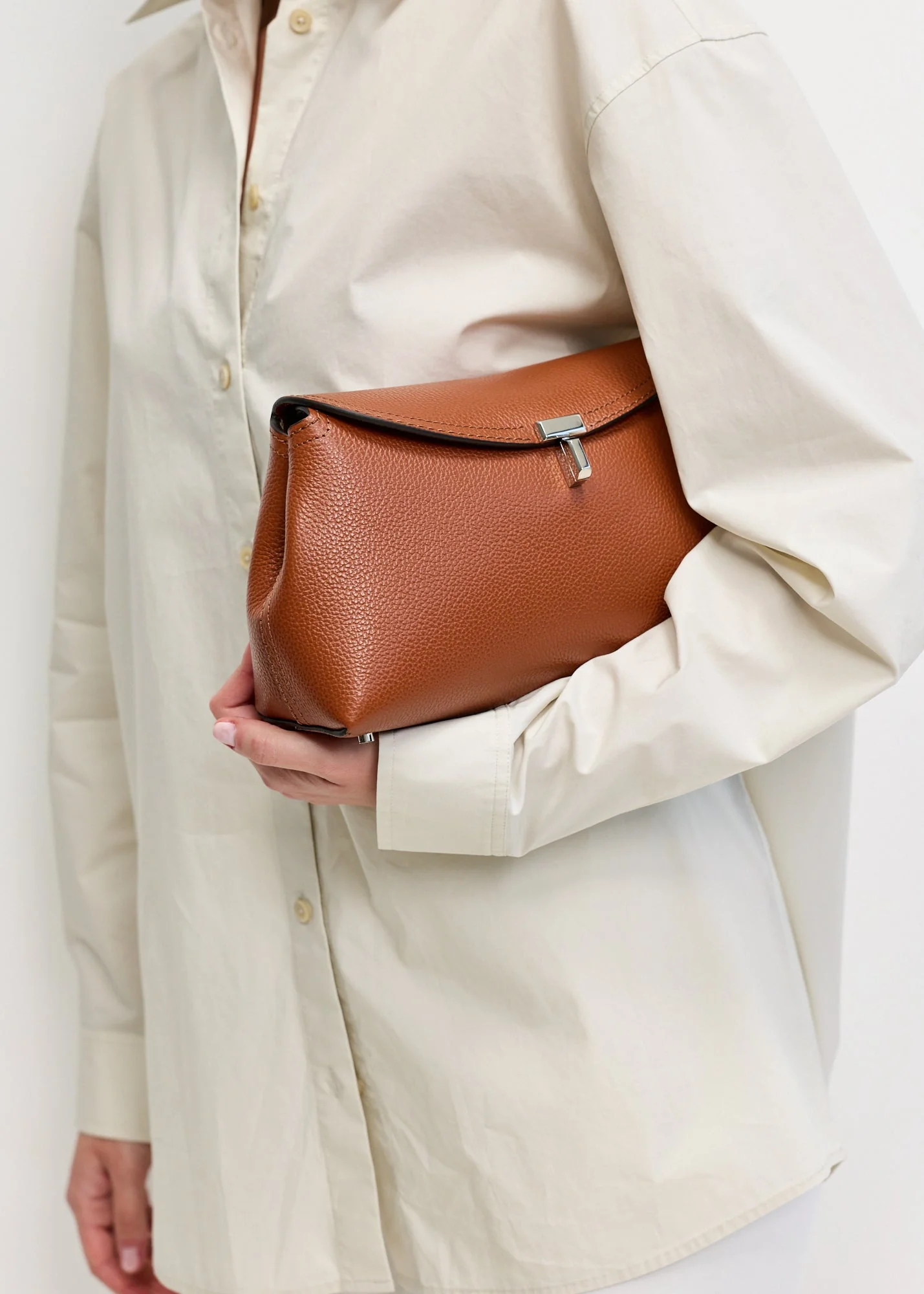 T-Lock Grained-Leather Clutch - Image 2