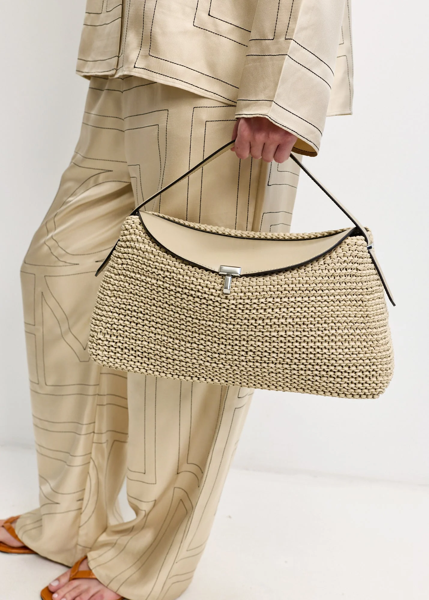T-Lock Woven-Leather Top Handle - Image 6