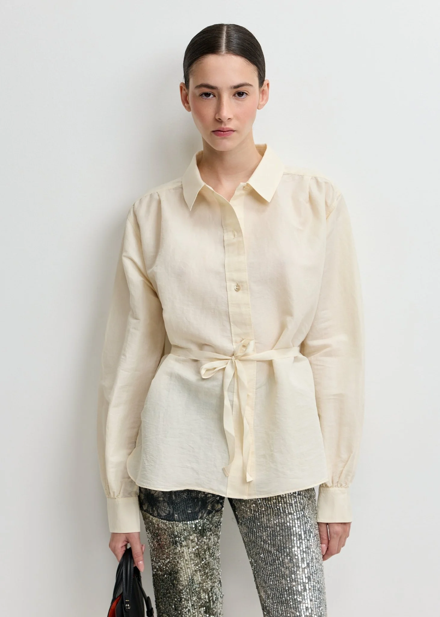 Tie-Waist Silk Shirt - Image 3
