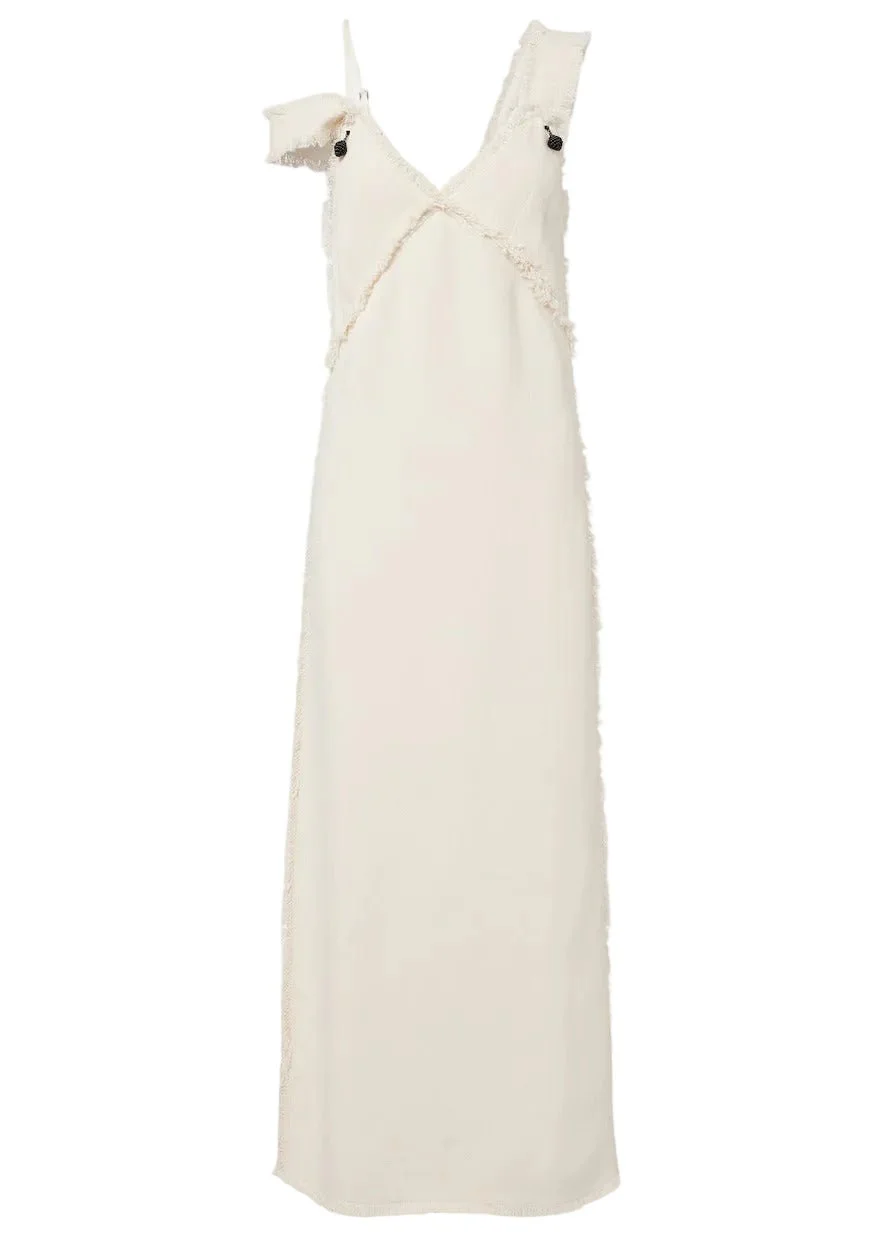 V-Neck Raw Slip Dress