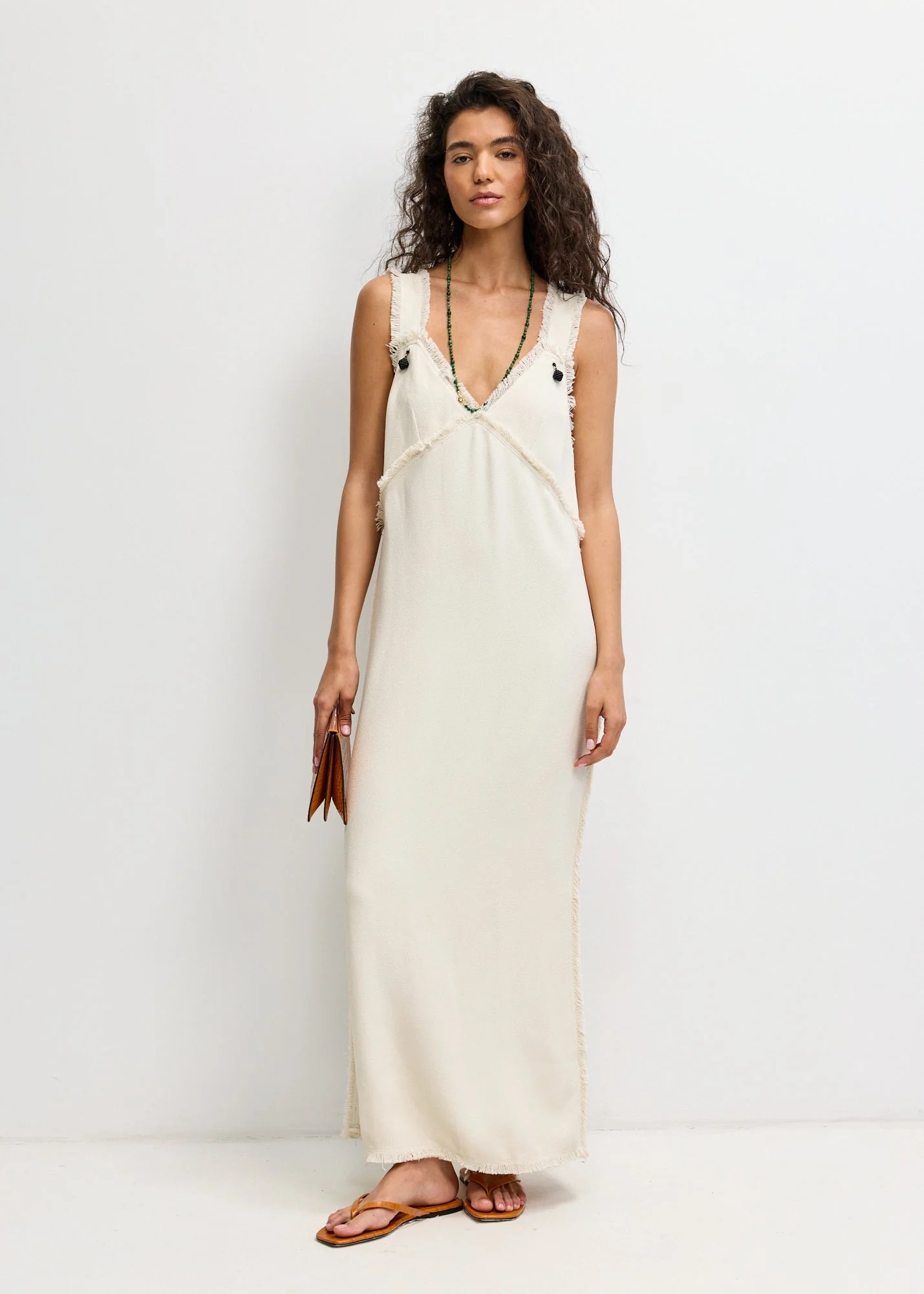 V-Neck Raw Slip Dress - Image 2