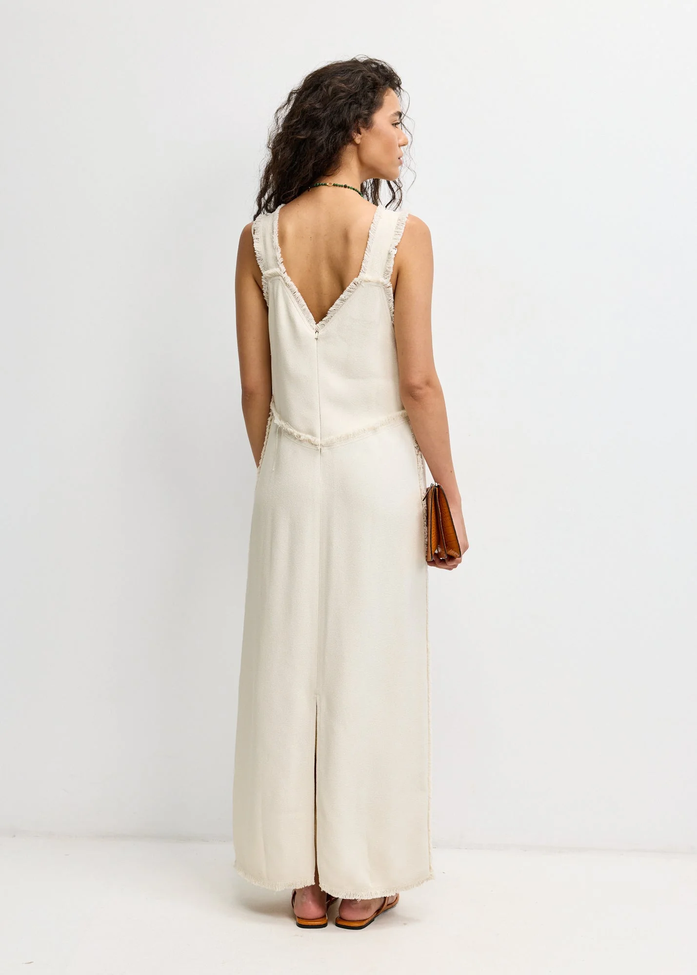 V-Neck Raw Slip Dress - Image 4